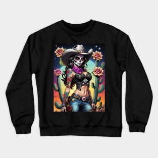 Vaquera - Dia De Los Muertos- Cowgirl Crewneck Sweatshirt